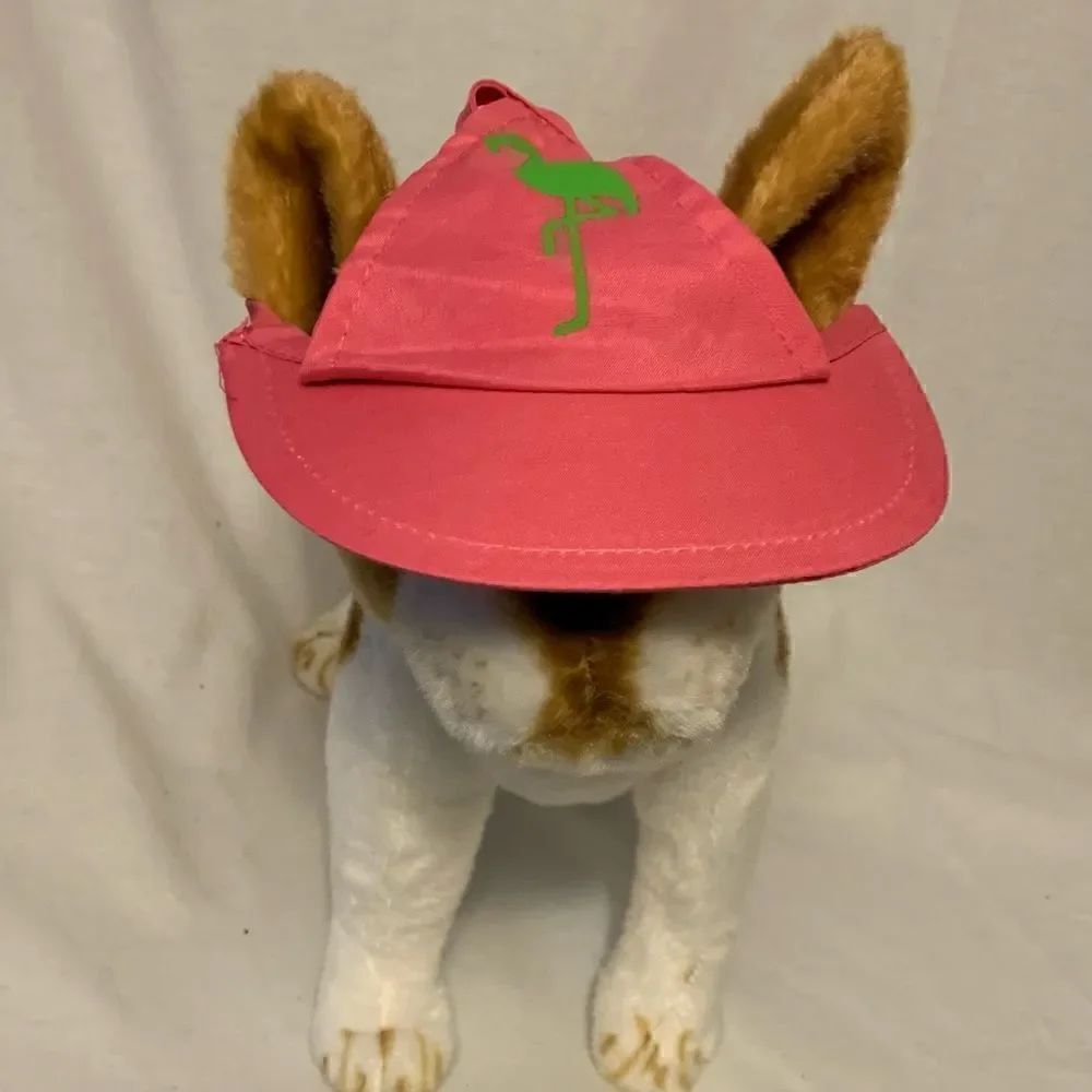 Pink and Green Doggie Visor With Flamingo Sz S